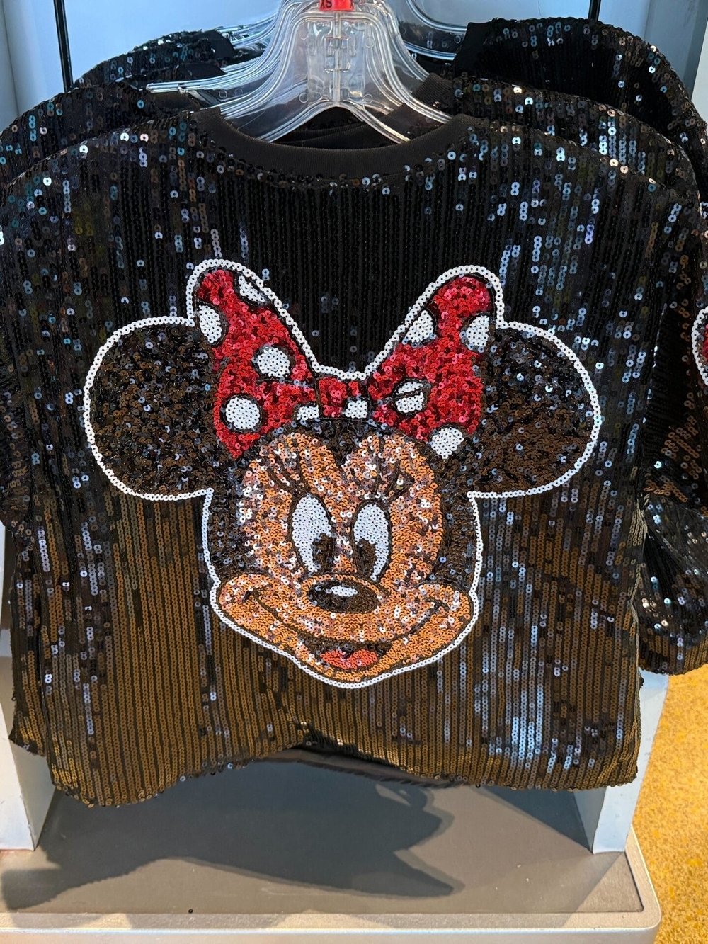 Disney Black Sequin Top with Red Sequin Minnie Bows From HER UNIVERSE